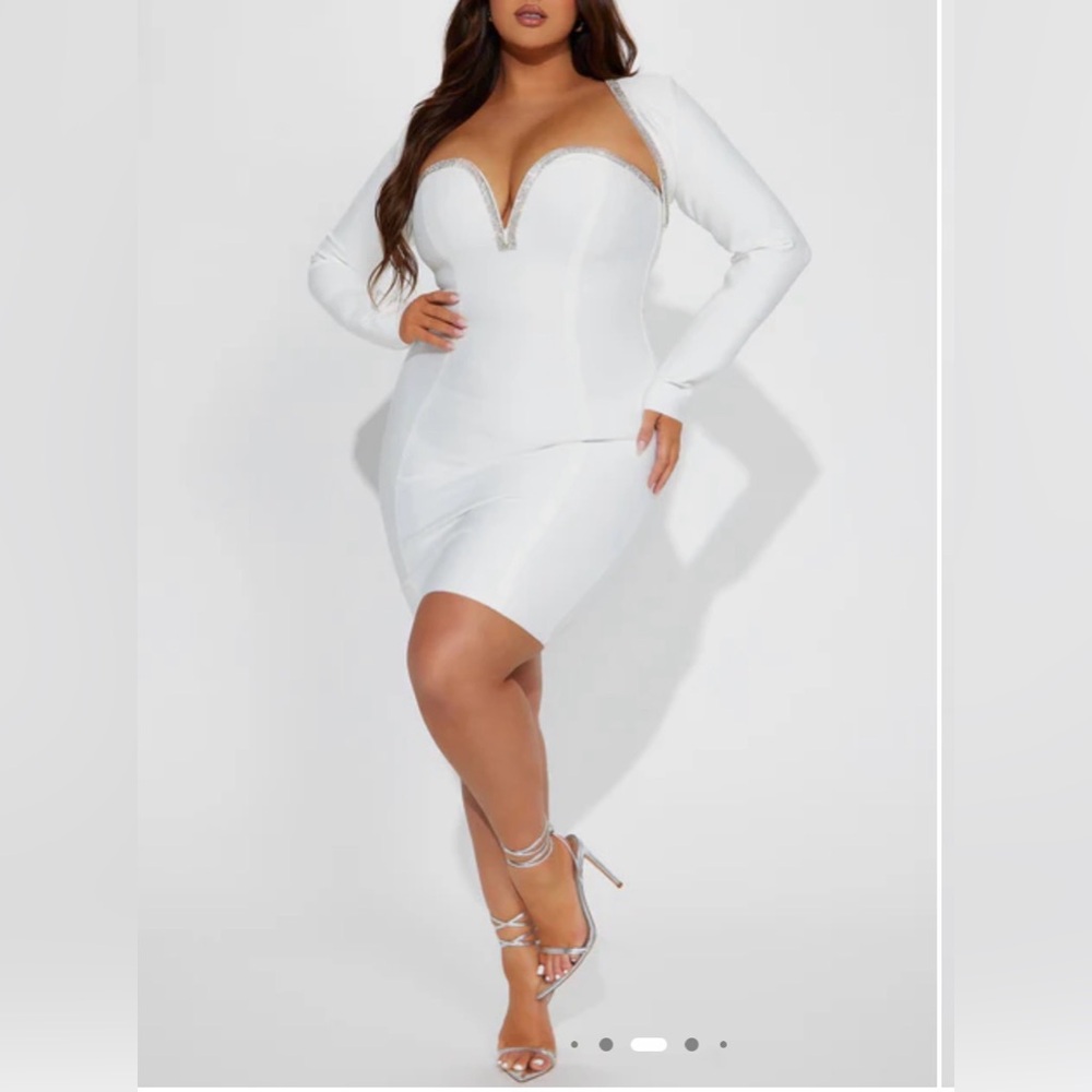 Fashion Nova White Dress with Silver Details